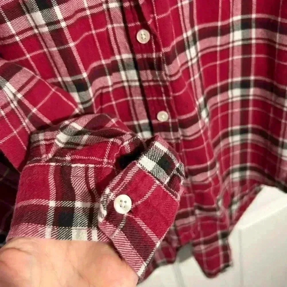 Wrangler Wrancher plaid 100% cotton button up. Size XL. Red. Flannel. - Picture 6 of 12